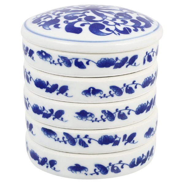HEALLILY Porcelain Watercolor Palettes Round Sauce Dishes 5 Layers Mixing Trays Set Chinese Painting Stackable Paint Mixing Trays