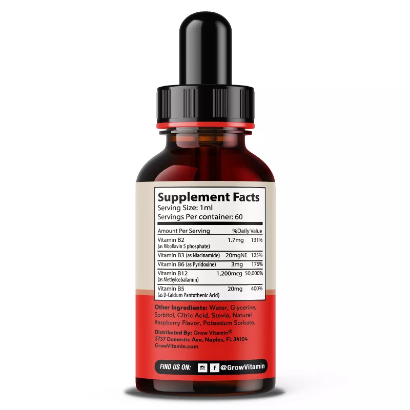 SBR Nutrition Extra Strength Vitamin B12 Sublingual Liquid Drops Methylcobalami