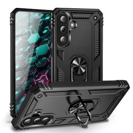 NALIA Rugged Case for Samsung Galaxy A37 - Ring Stand 360° & Magnetic Mount Compatible - RINGDEFEND (Heavy Duty Cover) - German Brand, Color:Black