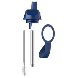 Chilly's Series 2 Sports Flip Lid with Telescopic Straw and Nylon Carry Loop - Easy Flip Lid, Straw Cleaning Brush Included - Accessory Series 2 Water Bottles - Whale Blue