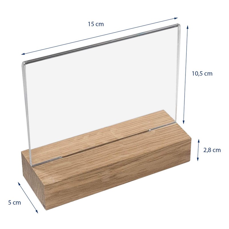 HMF 46941 Acrylic Table Stand with Wooden Base DIN A6