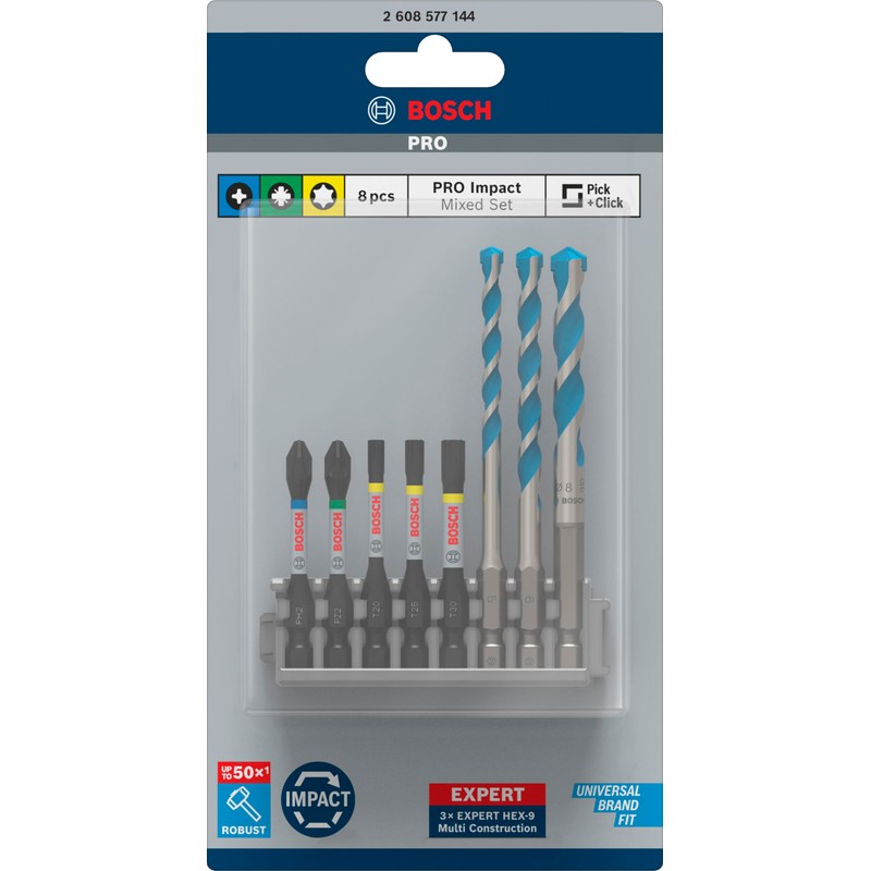 Bosch Professional 2608577144 8-Piece Impact Control Screwdriver Bit and Metal