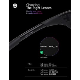 PapaViva Replacement Lenses & Rubber Kits for Oakley Half Jacket 63mm Sunglass Solid Black Non-polarized
