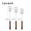 3 pcs Stainless Steel Semi-Automatic Whisk Wood Grain Hand Push