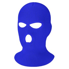Geyoga 3 Hole Winter Knitted Mask Full Face Cover Ski Mask Warm Balaclava Face Mask for Outdoor Sports (Royal Blue, Kid Size)