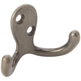 Merriway® BH00225 (2 Pcs) Matt Nickel Plated Twin Robe Hook - Pack of 2 Pieces