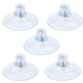 Waycreat 5 pcs Suction Cups, 41 mm Plastic Suction Pads Extra Strong Round Threads Window Suckers with Knurled Nut Clear for Glass Marble Table