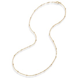 Miabella Italian 18K Gold Over Silver Italian Singapore Bead Chain Station Necklace for Women, Made in Italy (Length 16 Inch (women's choker length))