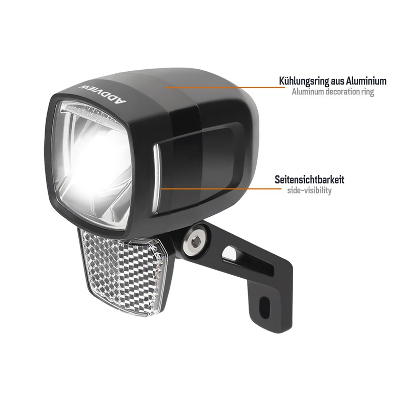 ADDVIEW E-Bike Front Light 120 Lux Hammer E120 - LED