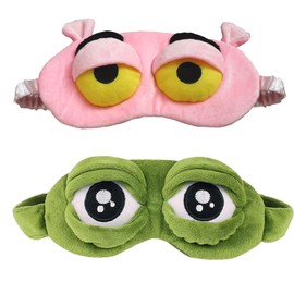 Pack of 2 Fun Sleeping Masks, Cartoon Sleeping Eye Mask, Cute Eye Mask for Children, Sleep Travel Mask, Suitable for Funny Gifts, Men, Women (Pink, Green)