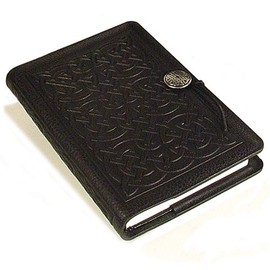 Celtic Knot American-Made Embossed Leather Writing Journal Cover in Black, 6 x 9-inch + Refillable Hard Bound Insert Book