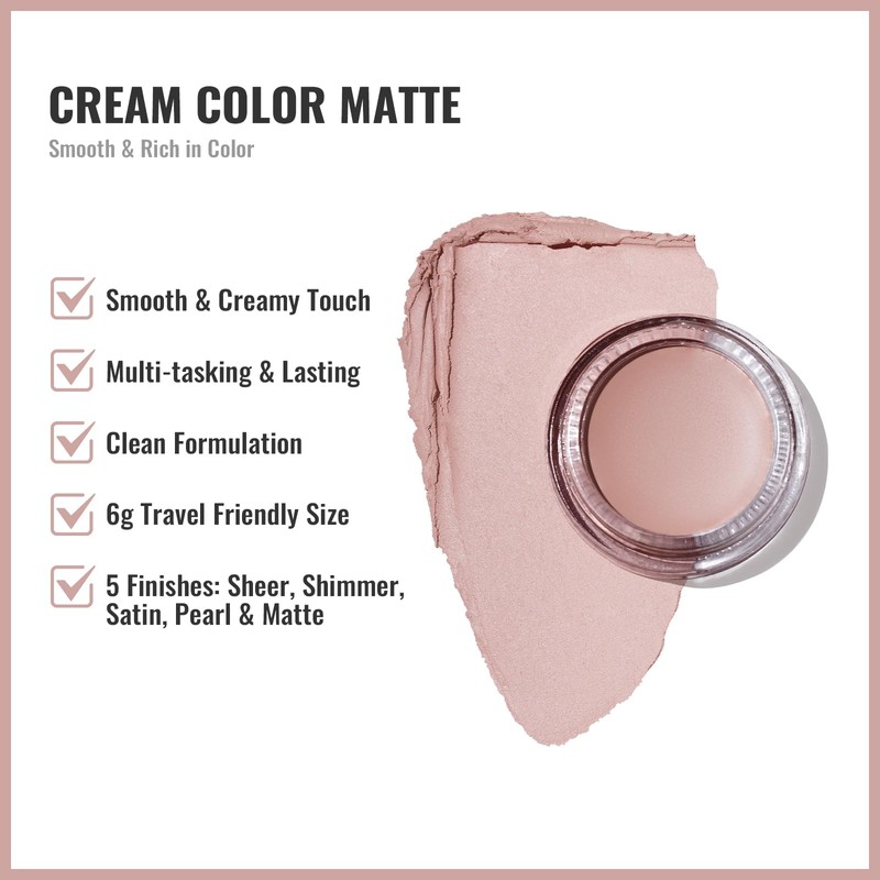 Oulac Matte Eyeshadow Pale Mauve Waterproof Eyeshadow Primer Fine Texture