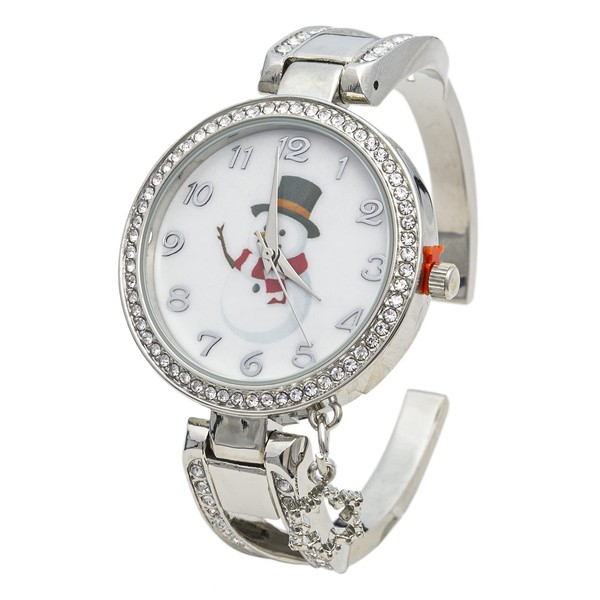 Blekon Collections Women's 34mm Case Rhinestone Dial Metal Cuff Bangle