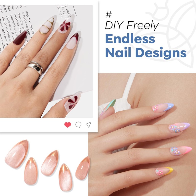 Modelones Medium Almond Nail Tips, 360pcs Pre-etched Clear Fake Nails