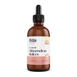 HEBBE | Aceite De Almendras Dulces 120 ml | Orgánico Y Vegano Para Piel Y Cabello | Hidratante Natural Anti Envejecimiento Facial | Fortalece Pestañas Y Uñas