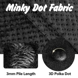 Homiest Minky Dot Fabric by The Yard, 1 Yard x 60 Inch Wide Soft Plush Fabric Black Fleece Fabric, Cuddle Minky Fabric for Blanket, Pillow Covers, Clothing Making, Scarf, Beanie, Sewing