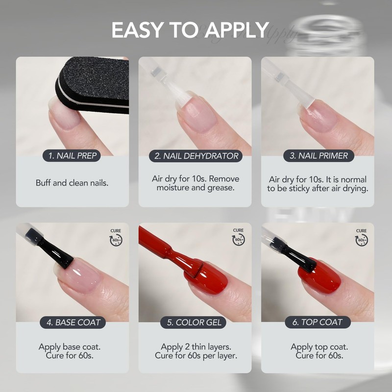 GAOY Nail Dehydrator and Primer, 2 Pcs Acid-Free Natural Nail