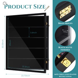 2 Pcs 35 Graded Sports Card Display Case UV Protection Baseball Trading Card Display Case Clear View Playing Card Display Frame Lockable Card Wall Cabinet for Collector Basketball Hockey Football Card
