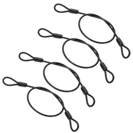 PATIKIL 5/32" Dia Vinyl Coated Stainless Steel Cable with Loops, 4 Pcs 2 ft (20") Flexible Wire Rope Security Chain Lanyard Lock for Outdoor Stage Lighting Luggage Lock, Black