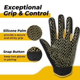 HLDD HANDLANDY Youth Football Gloves, High Grip Kids Receiver Gloves, Rugby Gloves, Black-Gold, S