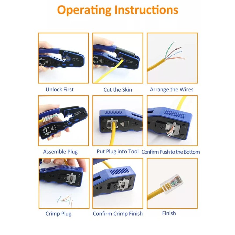 RJ45 Crimp Tool, Pass Through Ethernet Crimping Tool for Cat5,