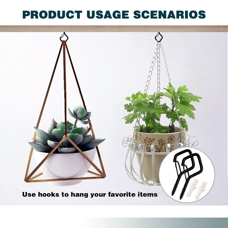 Ticway Outdoor Diamond Anti-Drop Plant Hooks, 20 Pack Spiral Q