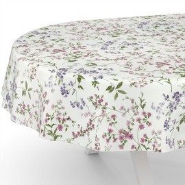 ANRO Oilcloth Tablecloth Oilcloth Tablecloth Washable Garden Tablecloth Flowers Oval 180 x 140 cm Cut Edge