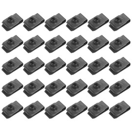 PATIKIL U-Style Clip-On Nut, 30 Pack M6-1 Regular Extruded U-Nut U-Type Fasteners Hardware Nuts for Automotive Metal Cars Motorcycles, Black
