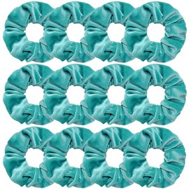 Hemasa 2pcs Velvet Scrunchies White Black Blue Green Purple Red Pink Solid Colors Elastic Hair Bands Women/Girls (Turquoise)