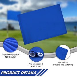 KINGTOP Golf Flag 20x14 Inch - Plain Blue, 420D Nylon, Tube Inserted - Standard Putting Green Flags for Driving Range, Backyard Practice, Golf Courses, Country Club, 3-Pack