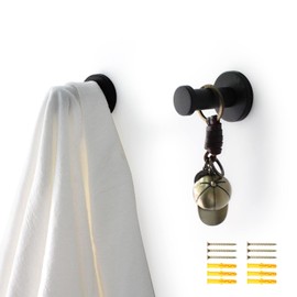 WJUAN 2 Pcs Black Round Wall Hooks, 53 mm Concealed Coat Hooks Suitable for Installation in The Kitchen, Bathroom, Study and Master Bedroom to Hang Objects