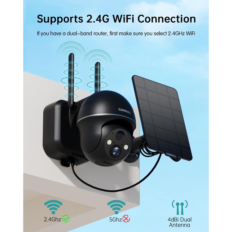 ZUMIMALLSolar Security Cameras Wireless Outdoor with 360° PTZ, 2 Packs
