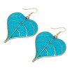 Beautiful Leaf Shape Compressed Turquoise Gemstone Inlay Handmade Gold Plated