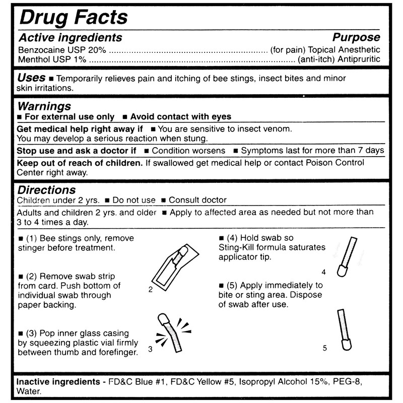 Sting-Kill Maximum Strength Disposable Swabs, 5 Count (Pack of 5)