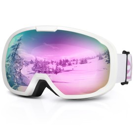 EXP VISION Ski Goggles for Men Women, OTG Snowboard Goggles with 100% UV Protection Anti Fog Lens Snow Goggles (Purple)