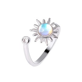 Fidget Spinner Ring - Fidget Anxiety Ring - Meditation Ring - Adjustable ring for Woman (Opal Spinning Ring)