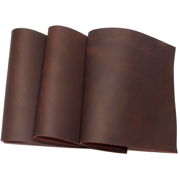 HAPPER STUDIO Cowhide Leather 2.0-2.2 mm Thick Pull-Up Crazy Horse Leather A4 Size x 3 Pieces (Brown)