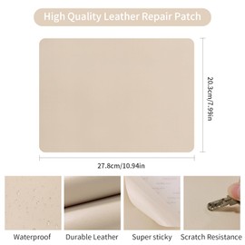 ZESION 2Pcs Self Adhesive Leather Repair Patch, Quick Repair for Sofas, Tents, Car Seats/8" x 11", Beige