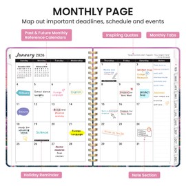 2026 Planner, Weekly and Monthly Calendar Planner for Women, Jan 2026 - Dec 2026, Hardcover Planning Agenda book with Tabs, Spiral Bound, Inner Pocket, Perfect for School Office Supplies, 6.3" x 8.5" - Twilight Bloom