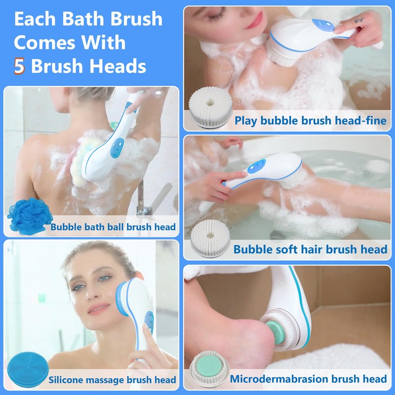 OWIIZI Electric Bath Brush Back Scrubber for Shower, Detachable Long
