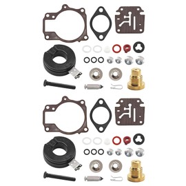 JLM MARINE 2 Pack 396701 Carburetor Rebuild Kit for Johnson Evinrude OMC 18 20 25 28 30 35 40 45 48 50 55 60 65 70 75 HP Outboard Models Carb Kit 398729 18-7042 9-37105