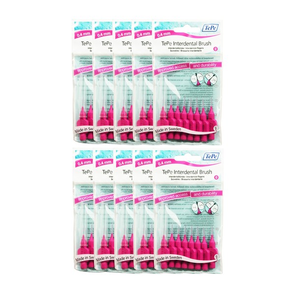 TePe Interdental Brushes Original Pink 0.4 mm, Pack of 3 (Each Pack Contains 8 Pieces)