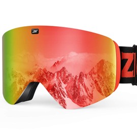 ZIONOR X11 Ski Snowboard Snow Goggles with Magnetic Interchangeable Cylindrical Lens Anti-Fog UV Protection for Men Women Adult ï¼VLT 15% Red Lensï¼