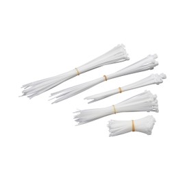 Meister Assorted Cable Ties, Various Sizes, Stable Nylon, UV Resistant, Set of Cable Ties for Bundled Goods, Cable Connectors, White, white, 1746650