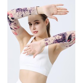 SHESHY Arm Sleeves, UV Sun Protection Sleeves, Tattoo Sleeve Compression Sports Arm Sleeve, Basketball Arm Sleeves,UV Cooling Sleeves for Cycling fishing Gardening Outdoors Men Women Teenager