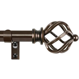 KAMANINA Bronze Curtain Rod 32 to 58 Inch(2.6-4.8ft), Adjustable Curtain Rods for Windows 28 to 48 Inch, 3/4 Inch Splicing Drapery Rods with Twisted Cage Finial