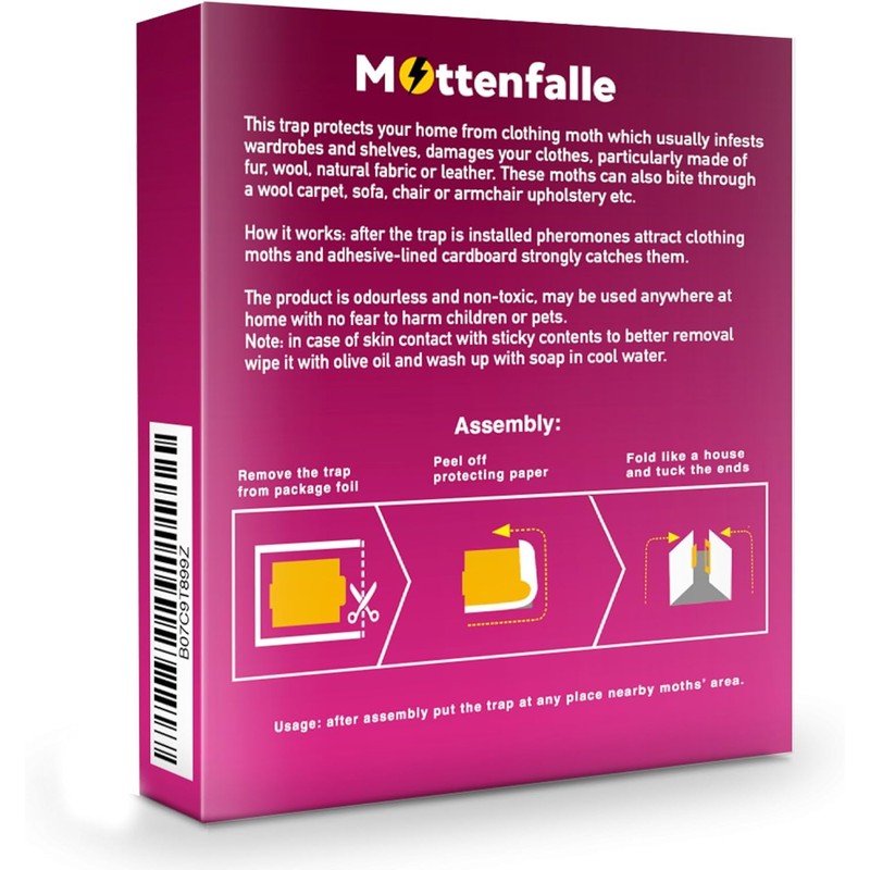 Mottenfalle Clothes Moth Traps with Hook 6-Pack - Prime Safe