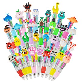 Xndryan Multicoloured Pens All In One, 32 Packs 4 Colours Pens Fun Cartoon Pens for Kids, Novelty Pens for Party Bags Fillers for Kids School Prize Class Gifts for Children
