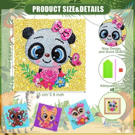 Estune 16 Pieces Diamond Painting Kit Diamond Art Kits 5d DIY Animals DIY Painting by Number Kits for Beginners Kids Wall Decoration, 6 x 6 Inch(Classic Style)