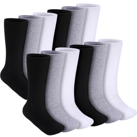 Shinymoon 6 Pair Seamless Afo Interface Socks Sensory Seamless Interface Cotton Non Binding Afo Socks(M,White, Black, Gray)